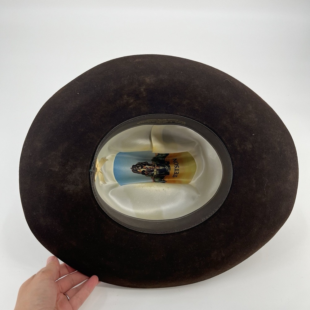 mens stetson cowboy hat 7 1/4 Felt Dark Chocolate Brown Western Boho Classic Vtg - Picture 7 of 10